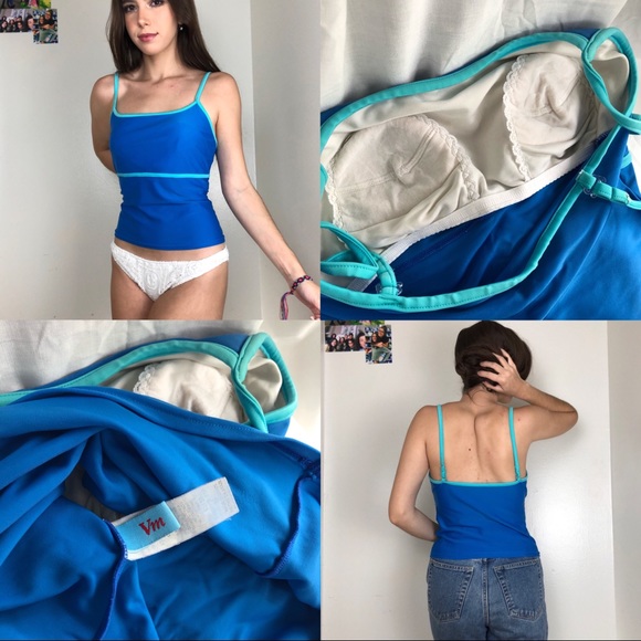 DARK AND LIGHT BLUE 80’s / 90’S TANKINI TOP - Picture 4 of 4